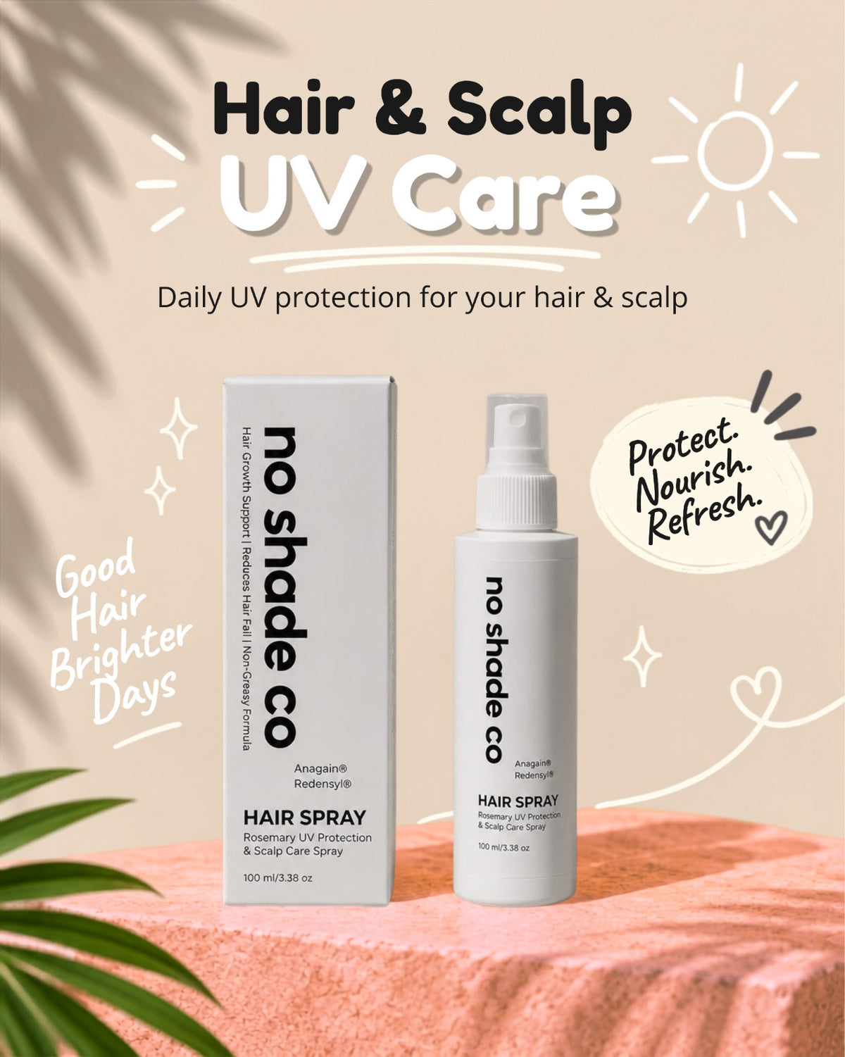 No Shade Co Rosemary UV Protection Hairspray | Everyday Hair Care with UV Protection